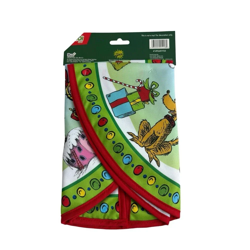 The Grinch Mini Christmas Tree Skirt Dr Seuss Whoville Whimsical Grinchmas NEW
